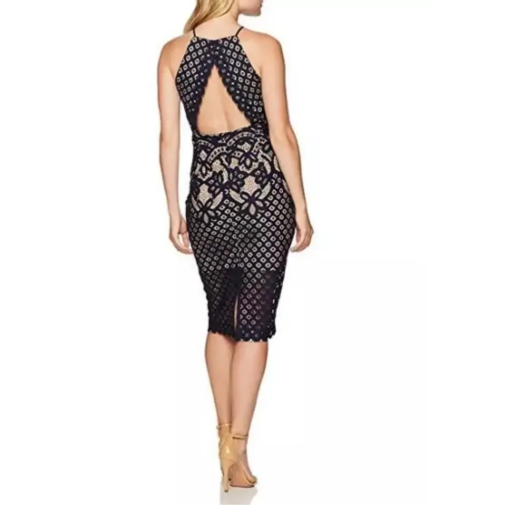 Bardot Navy Lace Midi Dress - Picture 2 of 9